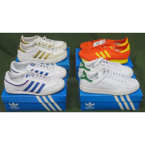 204 - Pair of boxed Adidas TRX trainers - size 10, pair of boxed Adidas Stan Smith II trainers - size 9, p... 