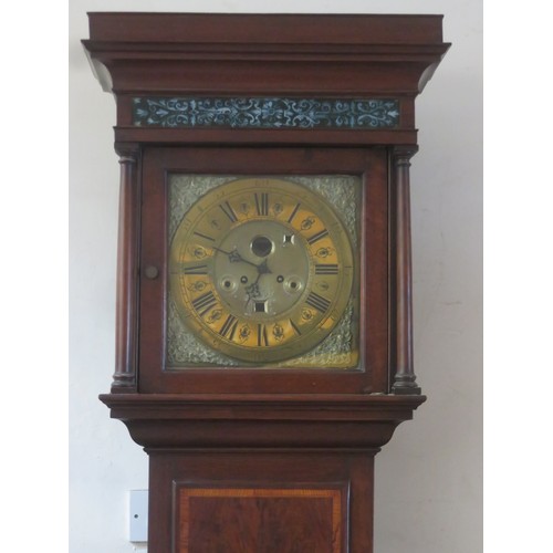 5 - 19th century mahogany inlaid cased longcase clock, with square brass dial, by Thomas Bridge, Wigan. ... 