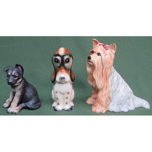 50A - Beswick glazed ceramic terrier, Lenox unglazed German Shepard puppy, plus Dutch ceramic dog