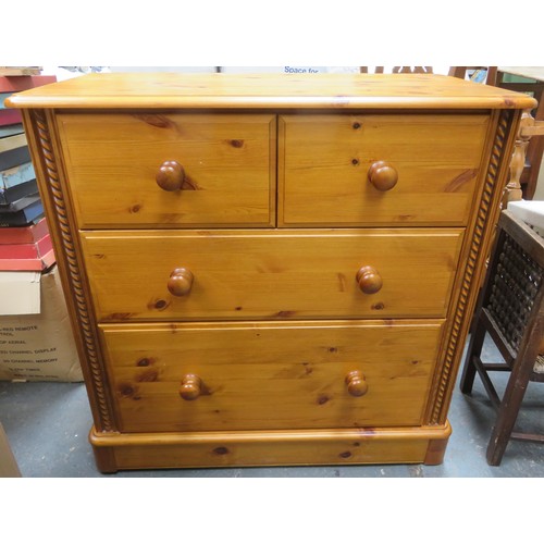 306 - 20th century pine two over two chest of drawers, by pineology, Wrexham. Approx. 88cm H x 88cm W x 45... 