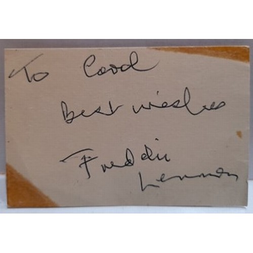 23 - Small piece of paper signed To Carol Best Wishes Freddie Lennon, John Lennon’s father