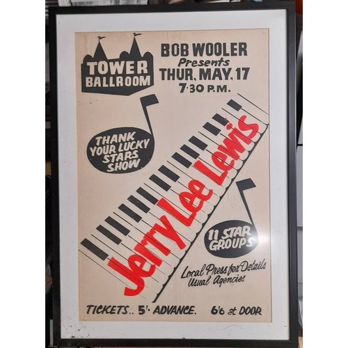 56 - Original Jerry Lee Lewis Tower Ballroom Poster 17th May 1962 framed size approx. 25”x35”