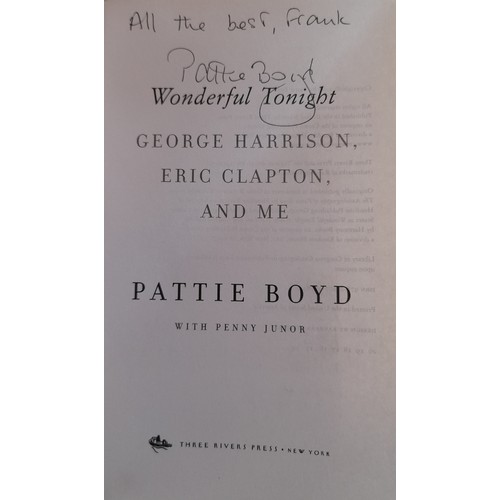 89 - Pattie Boyd signed copy of Wonderful Tonight book signed To Frank