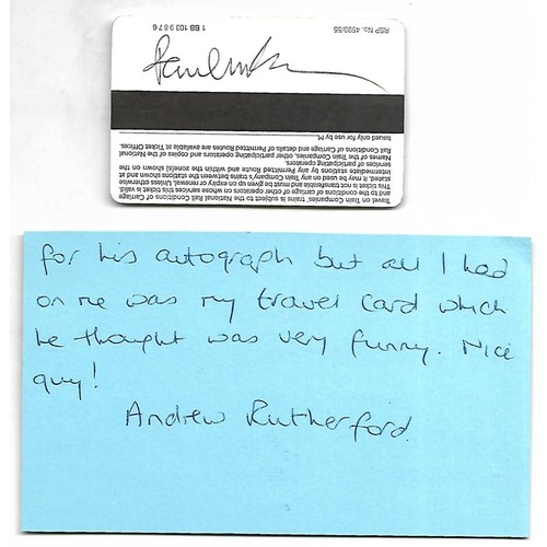 92 - London Travel Card dated 6th June 2005 signed on reverse by Paul McCartney, with letter explaining h... 