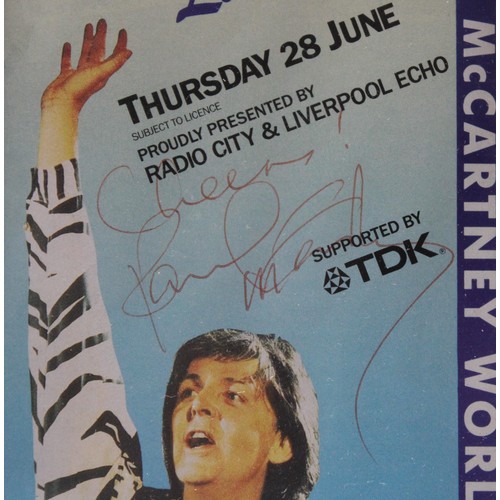 101 - Paul McCartney Let It Be Liverpool concert ticket holder signed on front “Cheers Paul McCartney”