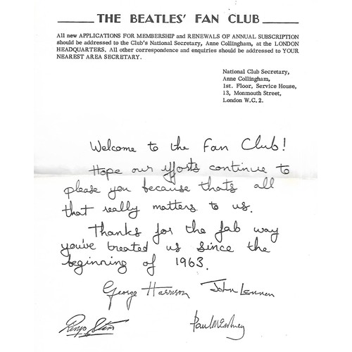 131 - A small collection of Beatles Fan Club material including photographs