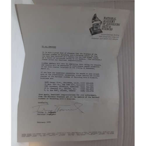 221 - An envelope addressed to Geoff Emerick c/o Derek Taylor Apple Corps Ltd 3 Savile Row, from Grammy Aw... 