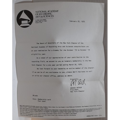 222 - Envelope addressed to Geoff Emerick at Air Studios containing a letter from The National Academy of ... 