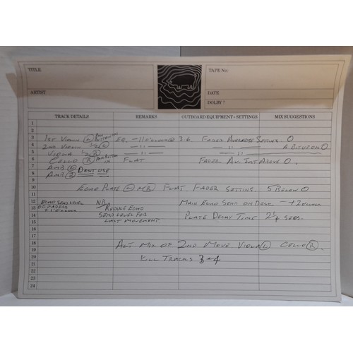 233 - Paul McCartney’s Hog Hill Mill Recording Studio sheet for Inebriation by Brodski Quartet with an unu... 