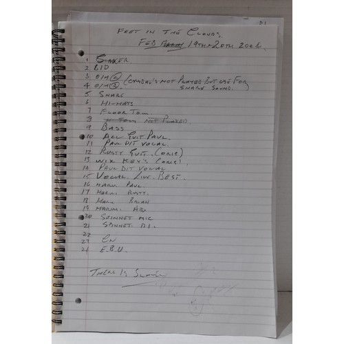 239 - Paul McCartney folder containing many hand written sheets of paper with regards to the recording ses... 