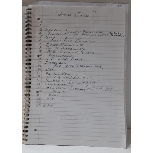 239 - Paul McCartney folder containing many hand written sheets of paper with regards to the recording ses... 