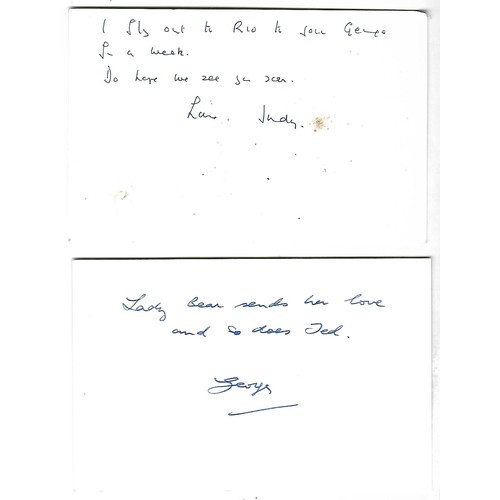 248 - Two notecards headed with George Martin’s address The Old Rectory Coleshill.. Written to Geoff from ... 