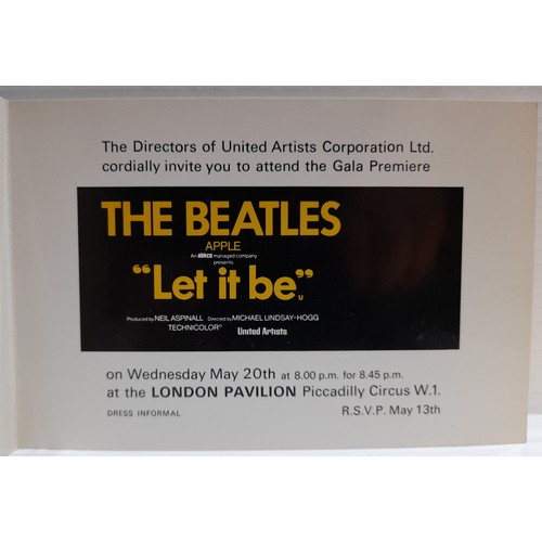 309 - Invitation to the Gala premiere of The Beatles Let It Be Wednesday 20th May 1970