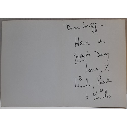 324 - Envelope with birthday card hand written by Linda McCartney Dear Geoff Have A Great Day Love X Linda... 