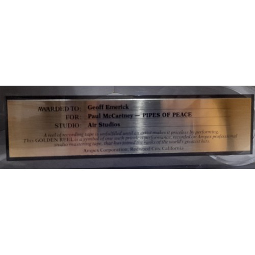 330 - Ampex Golden Reel Award presented to Geoff Emerick for work on Paul McCartney’s Pipes Of Peace LP