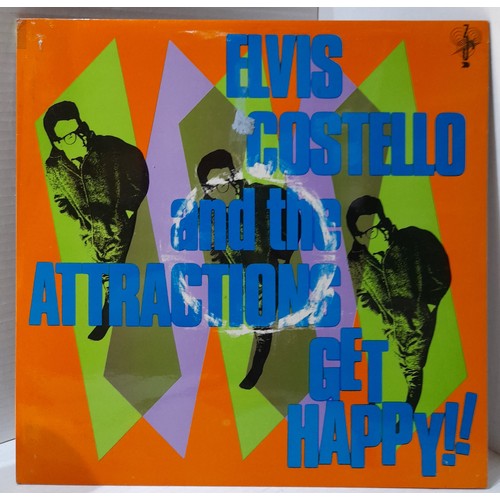 357 - Two signed by Elvis Costello albums Armed Forces and Get Happy with an Almost Blue promotional T-Shi... 