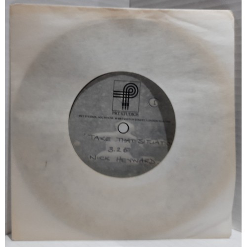 367 - A collection of Nick Heyward Acetates and records including PRT Studio’s Take That Situation 7” , Ca... 