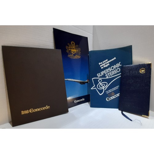 368 - A collection of memorabilia relating to Concorde including three blank travel certificates ten folde... 