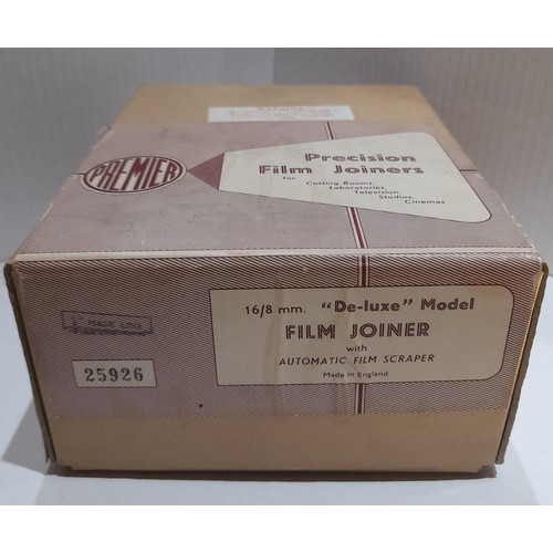 395 - Various photographic film items including two projector lens, A Premier 16/8mm “Deluxe Film Joiner”,... 