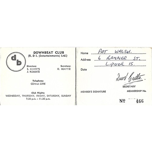 107A - Three Liverpool Club membership cards Downbeat Club, The Nashville Tennessee Club and Mardi-Gras Clu... 