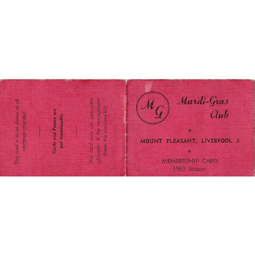 107A - Three Liverpool Club membership cards Downbeat Club, The Nashville Tennessee Club and Mardi-Gras Clu... 