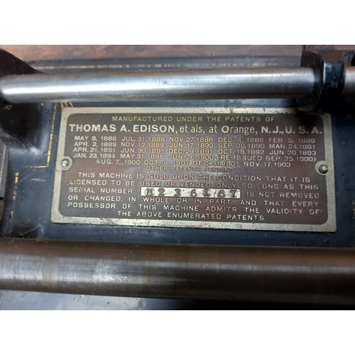 387A - Late 19th/ early 20th century “the Edison standard phonograph” with original oak case, missing horn,... 