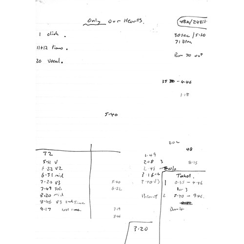 302 - Lyric sheets for Flaming Pie, Young Boy and Your Loving Flame with notations