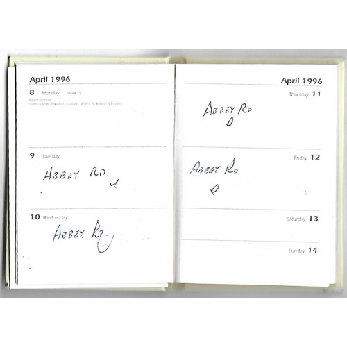 305 - Two diaries dated 1995 and 1996 with information on Geoff Emerick recording studio dates