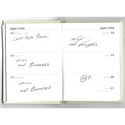 305 - Two diaries dated 1995 and 1996 with information on Geoff Emerick recording studio dates