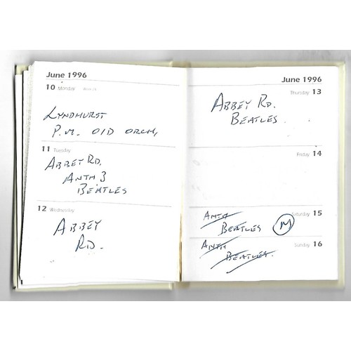 305 - Two diaries dated 1995 and 1996 with information on Geoff Emerick recording studio dates