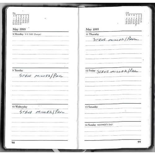 305 - Two diaries dated 1995 and 1996 with information on Geoff Emerick recording studio dates