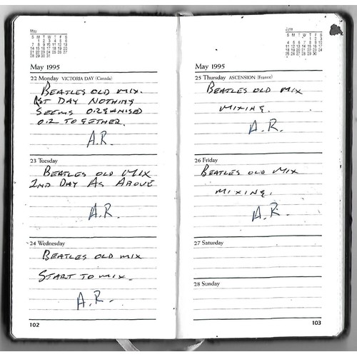 305 - Two diaries dated 1995 and 1996 with information on Geoff Emerick recording studio dates