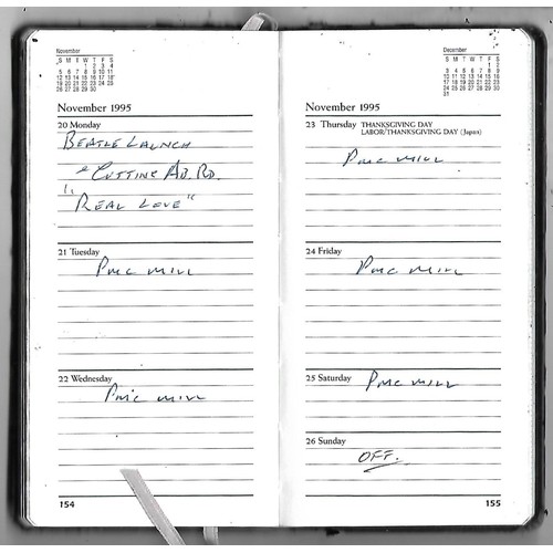 305 - Two diaries dated 1995 and 1996 with information on Geoff Emerick recording studio dates