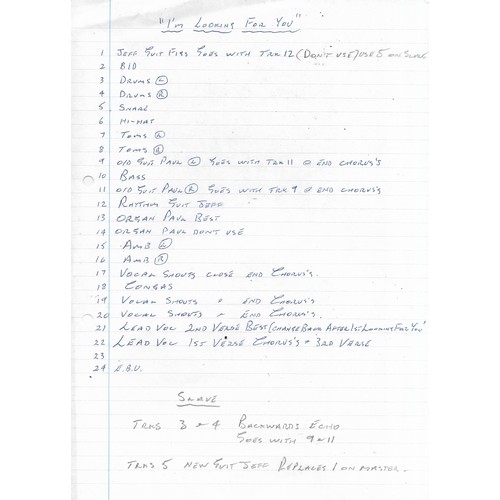 306 - Various papers regarding Paul McCartney recordings including lyric sheets