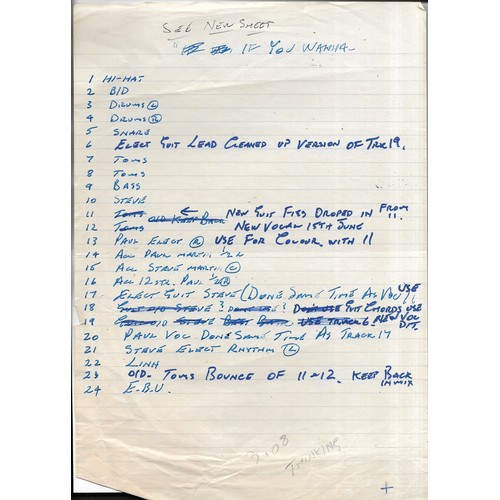 306 - Various papers regarding Paul McCartney recordings including lyric sheets