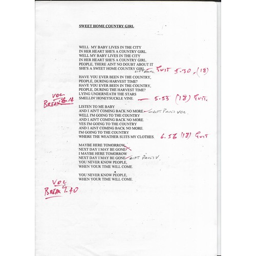 306 - Various papers regarding Paul McCartney recordings including lyric sheets