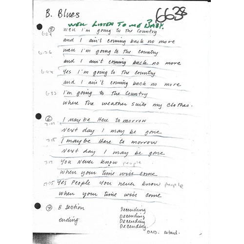 306 - Various papers regarding Paul McCartney recordings including lyric sheets