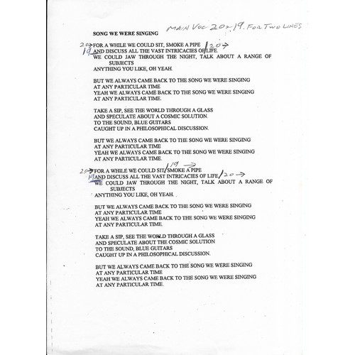 306 - Various papers regarding Paul McCartney recordings including lyric sheets