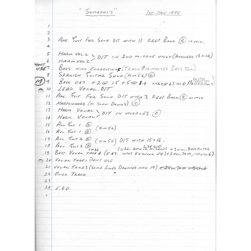 306 - Various papers regarding Paul McCartney recordings including lyric sheets