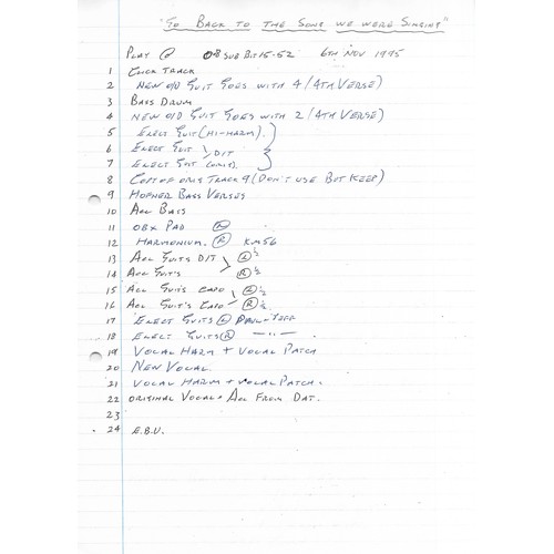 306 - Various papers regarding Paul McCartney recordings including lyric sheets