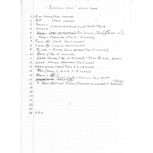 306 - Various papers regarding Paul McCartney recordings including lyric sheets