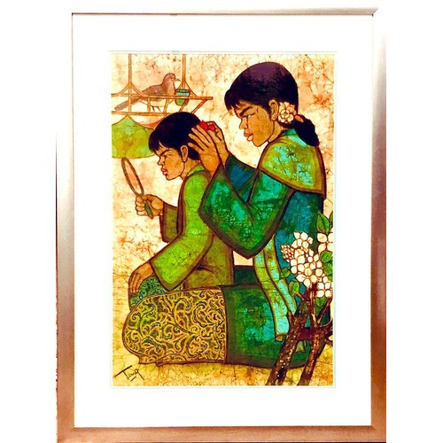 108 - EXTREMELY FINE BATIK PICTURE BY CHUAH THEAN TENG (MALAYSIAN 1914-2008)