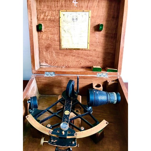 124 - HENRY HUGHES & SONS LIMITED SEXTANT WITHIN MAHOGANY CASE