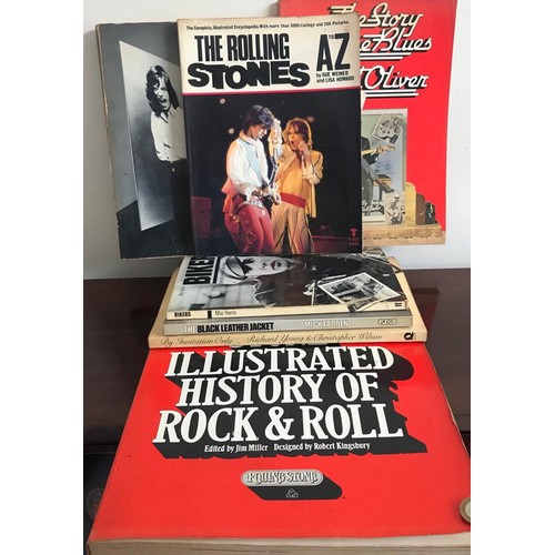191 - ROLLING STONES A-Z, ILLUSTRATED HISTORY OF ROCK & ROLL PLUS SIX OTHERS