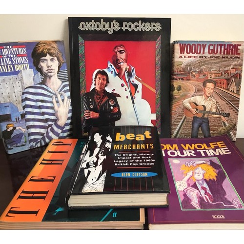 193 - SIX POP AND ROCK VOLUMES- 'OXTOBY'S ROCKERS', ROLLING STONES, WOODY GUTHRIE, ETC.
