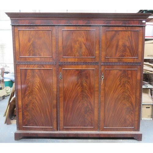230 - 19th century Mahogany three door combination Wardrobe. Approximately. 197cm H x 209cm W x 60cm D