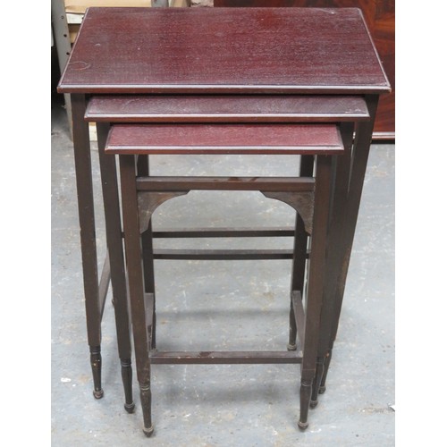 216 - 20th century mahogany nest of three tables. Approximately. 65.5cm H x 49cm W x 33cm D