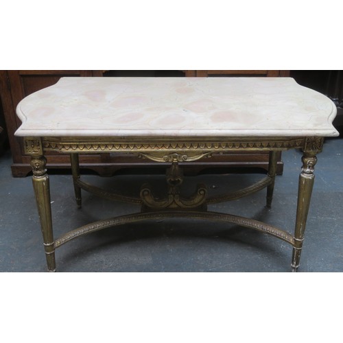 223 - Late 19th/Early 20th century French style gilded marble topped coffee table. Approximately. 59cm H x... 