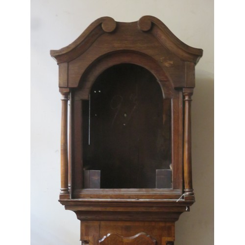 204 - Late 19th century Oak and Mahogany cased long case clock case. Approx. 219cm H x 50cm W x 26cm D