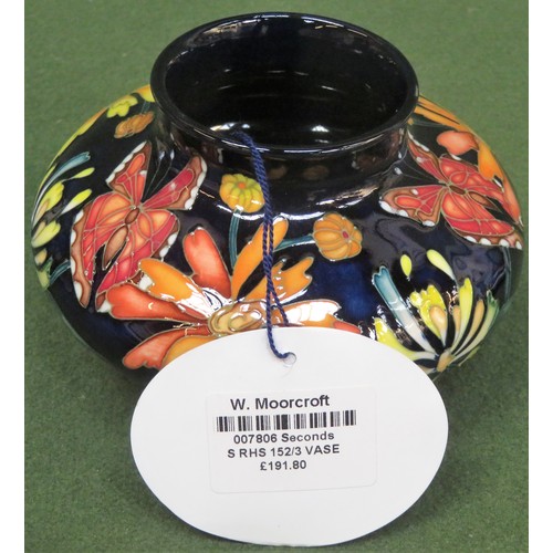 50 - Moorcroft Trial Piece - tube lined and glazed ceramic vase, with floral decoration and butterflies, ... 